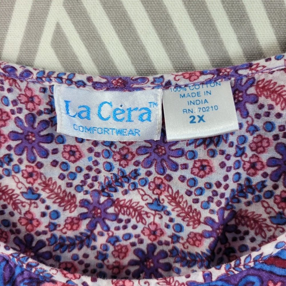 Vintage LA Cera Patio Dress Plus size 2X 18/20 Muumuu Caftan Kaftan Gauze blue - Picture 6 of 6
